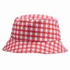 Red Plaid Bucket Hat With Windproof Short Brim For Summer Camping And Travel