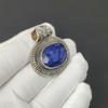 Zierlicher blauer Saphir Edelstein Silberanhänger in 925 Sterlingsilber - Handgefertigtes Design, Alltagsschmuck, Antiker Anhänger Geburtstagsgeschenke für die Liebe