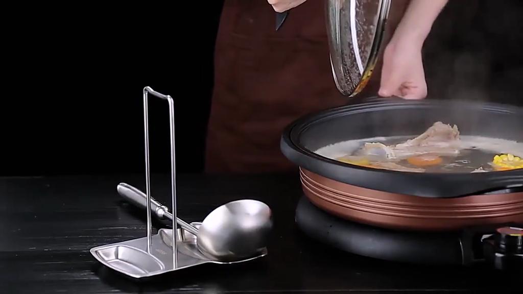 Creative Kitchen Utensils Pot Lid Stand Organizer Multifunctional Stainless Steel Soup Spoon Rests Cookware Drain Rack