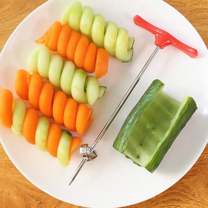 Manual Spiral Screw Slicer Plastic PP Handle + Stainless Steel Wire Potato Carrot Cucumber Vegetables Spiral Knife Carving Tools
