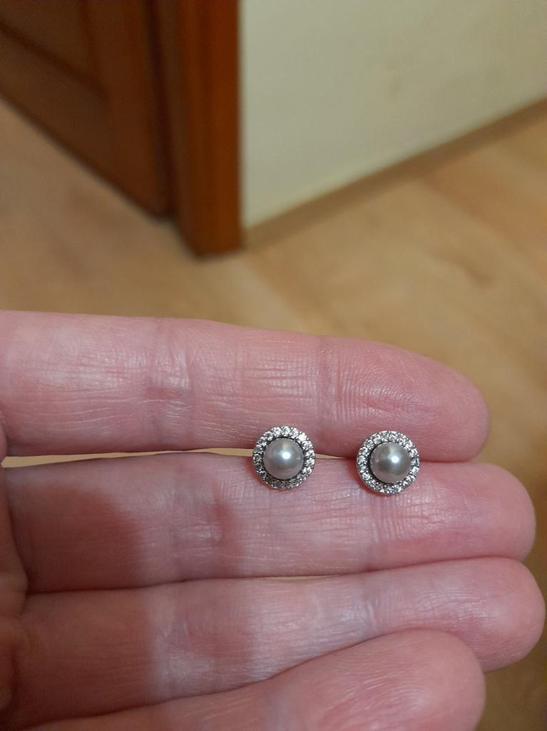 Orecchini A Bottone Con Perle D'Acqua Dolce E Cristallo Swarovski In Argento 925 - Confezione Regalo