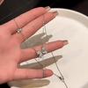 Silver Bow Knot Pendant Necklace Adjustable Y-Shaped Zircon Jewelry