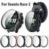 PC+Tempered Protective Case Full Coverage Hard Screen Protector Anti-Scratch Cover Shell for Suunto Race 2