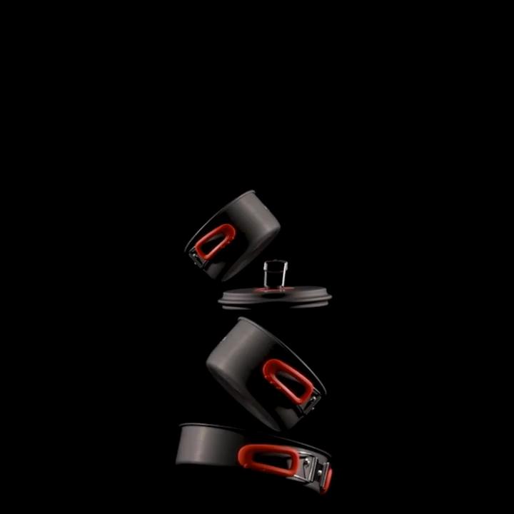 ALOCS Outdoor-Camping 4-in-1-Camping-Kochgeschirr – Topf mit Gewindeboden, ineinander stapelbares Design, Familiencamping (2,2 l + 1,4) L Topf + Bratpfanne + Wasserkocher