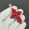 Pandantiv Cruce Coral Roșu, Bijuterii Handmade din Argint Sterling 925, Pandantiv din Argint cu Coral Roșu, Bijuterii de Petrecere pentru Femei, Cadou de Anul Nou