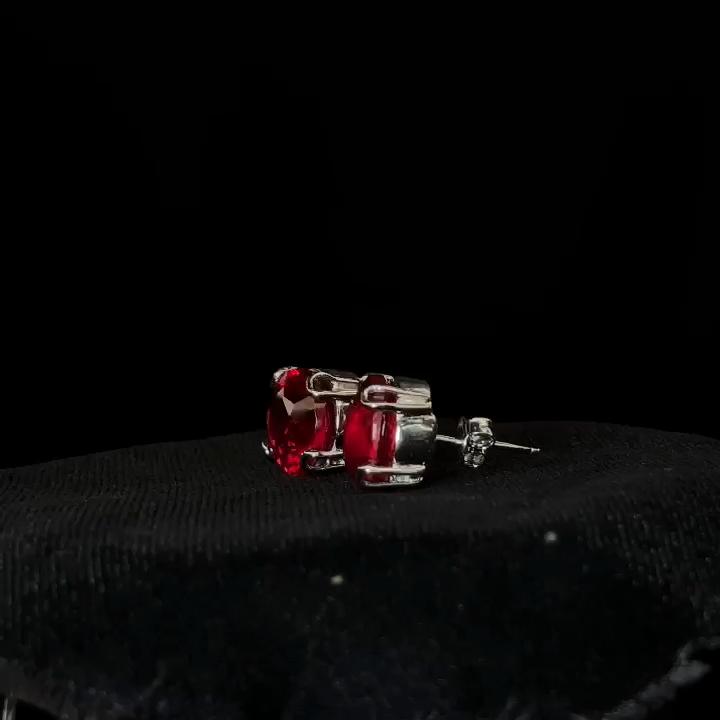 Natural Mozambique Red Ruby 16.10 Ct CERTIFIED Round Cut Earring Pair Free Gift MY.ER-03-N3