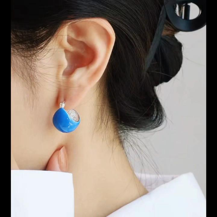 Blue earrings, niche temperament light luxury earrings