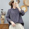 Women Plaid Shirts Cotton Yarn Long Sleeve Blouses Casual Loose Lady Tops Female Clothes
