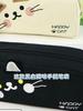 Black White Cat Print Handheld Pencil Case, Large Capacity Student Stationery Pouch, Portable School Pen Bag