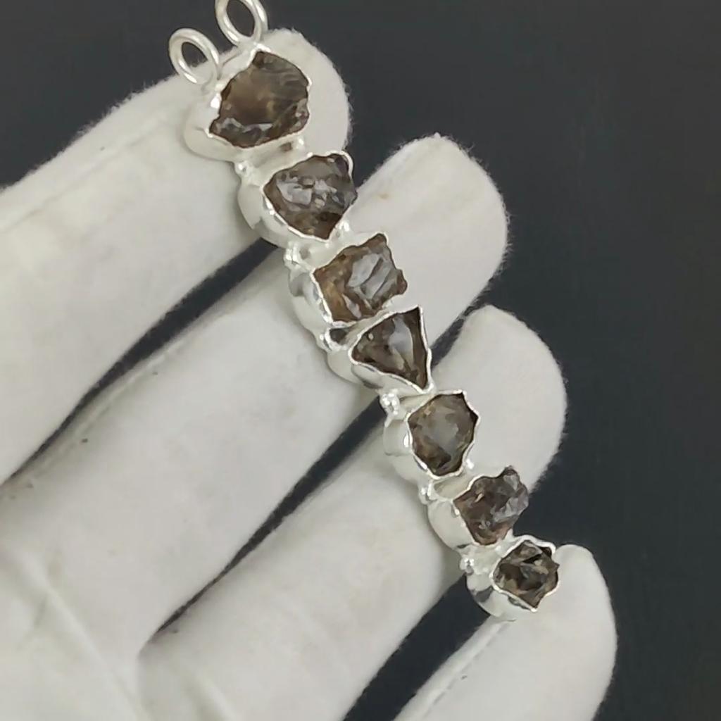 Natural Smoky Quartz Raw Gemstone Silver Pendant In 925 Sterling Silver - Handmade Design, Everyday Wear Jewelry Birthday Gift