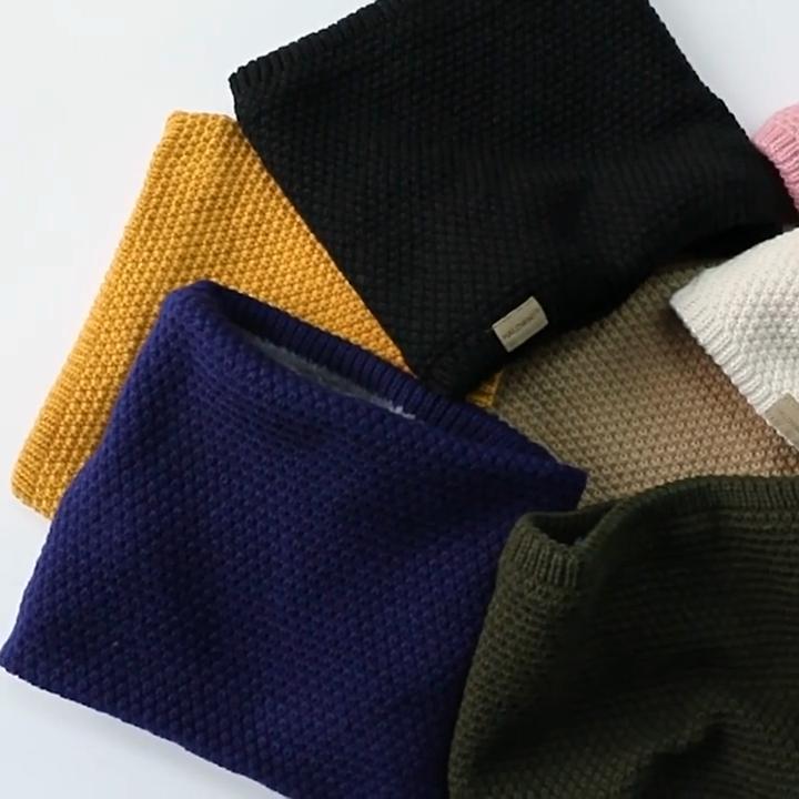 Men's and Women's Solid Color Neck Warmer Couple's Autumn and Winter Warm Fleece Lined Neck Gaiter Thick Outdoor Sports Knitted Neck Cover