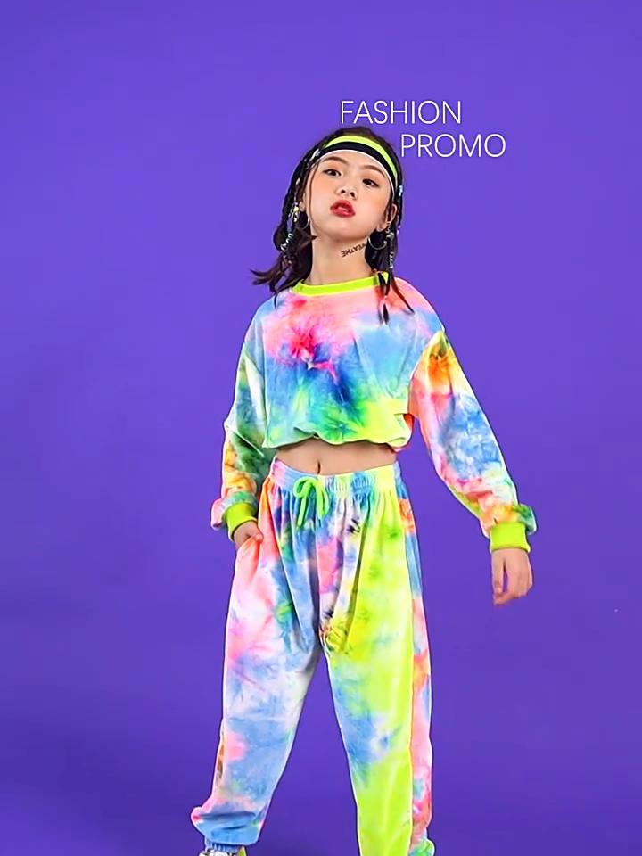 Girls Street Dance Trendy Hip-hop Clothes Performance Costume Korean Style Jazz Dance Set with Exposed Navel Jazz New