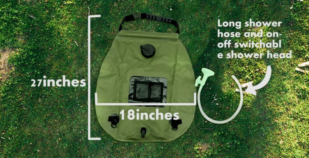 Solar Shower Bag,5 Gallons/20L Solar Heating Camping Shower Bag With Removable Hose And On-Off Switchable Shower Head