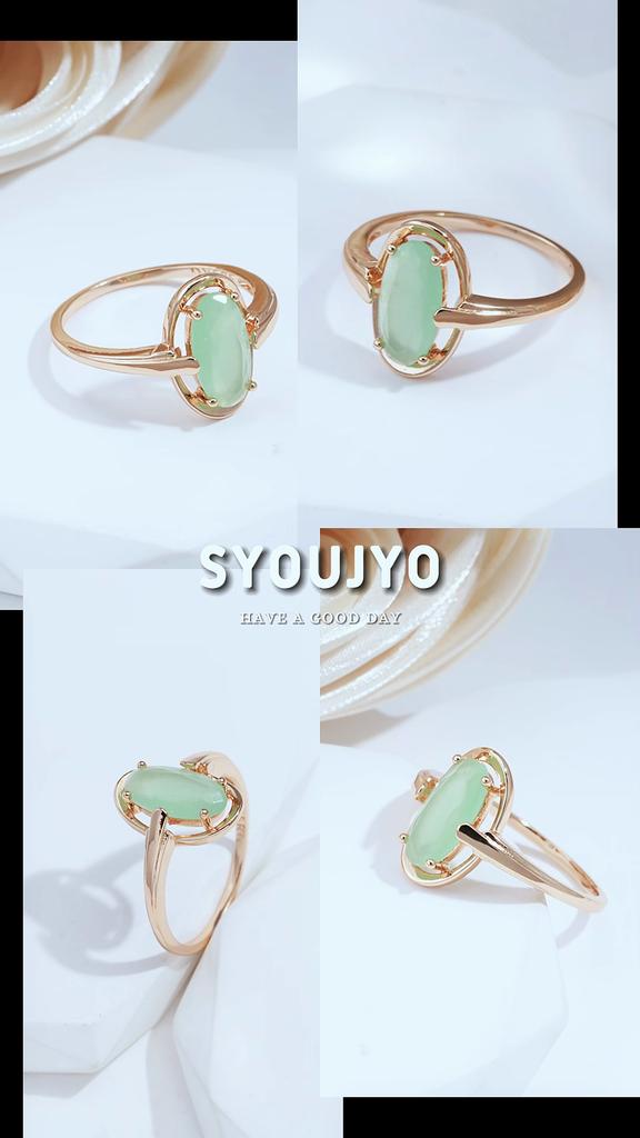 Anillos de circonio natural Kinel Lake Green para mujer Color oro rosa