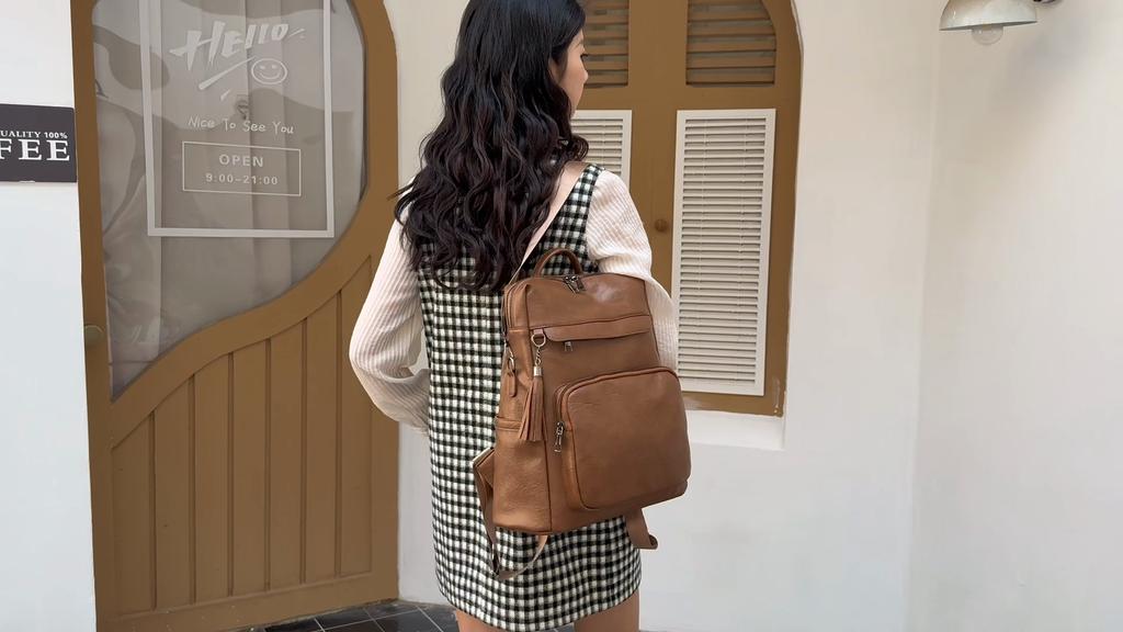 Vintage PU Backpack Women's Multi-functional Shoulder Bag