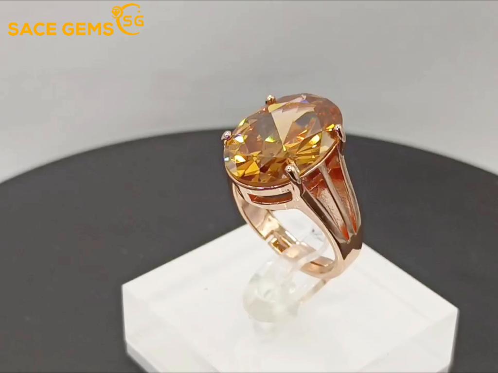 Sace Gems Klasický zirkónový prsteň zo zliatiny medi Dámsky šperk Svadobný darček na párty