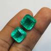 Green Emerald Pair Loose Gemstone CERTIFIED Square Cut Natural 18.12 Carat M-25 008 00H