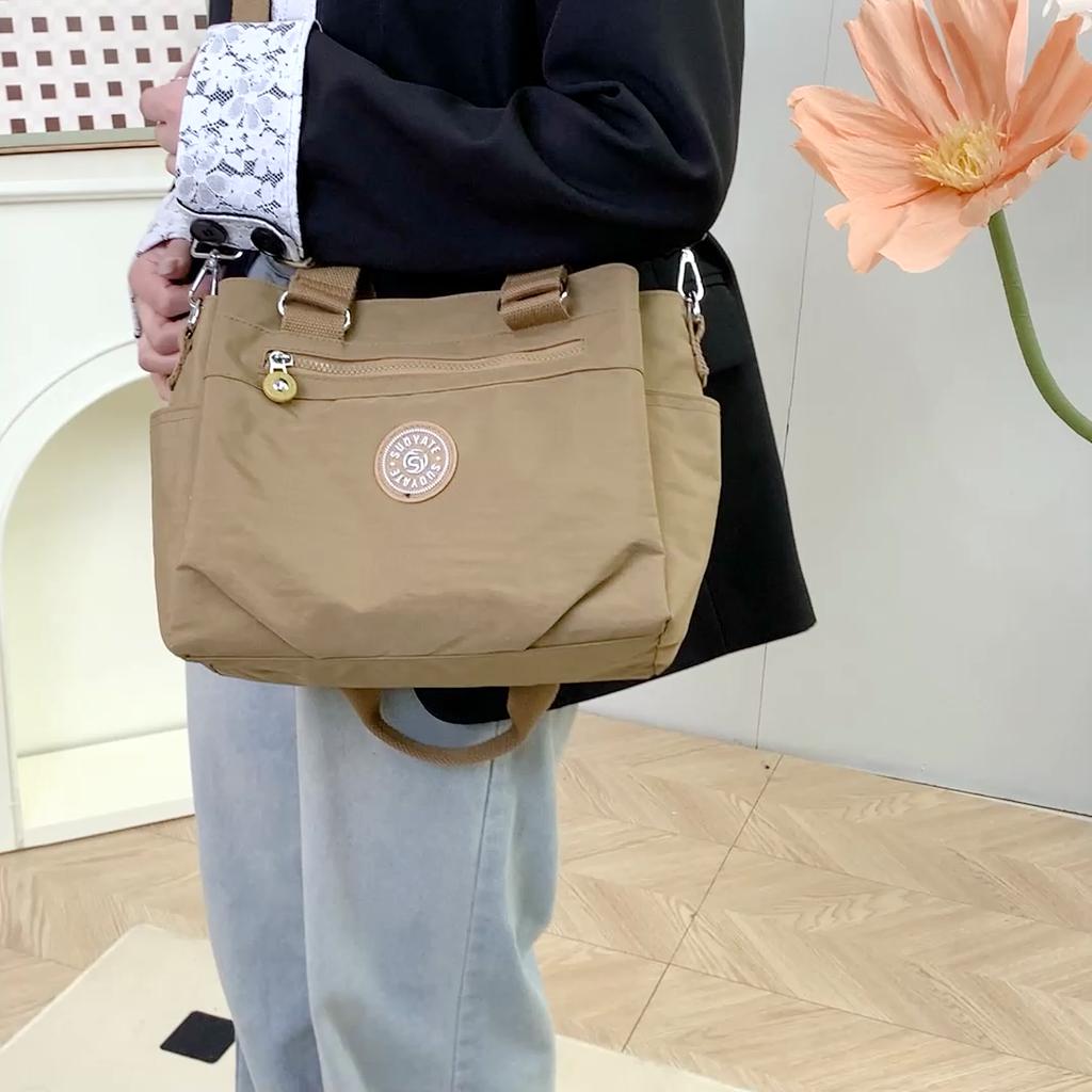 Women's Large Capacity Solid Color Shoulder Bag Work Commuter Travel Crossbody Bag Nylon Cloth Bag Mother Bag