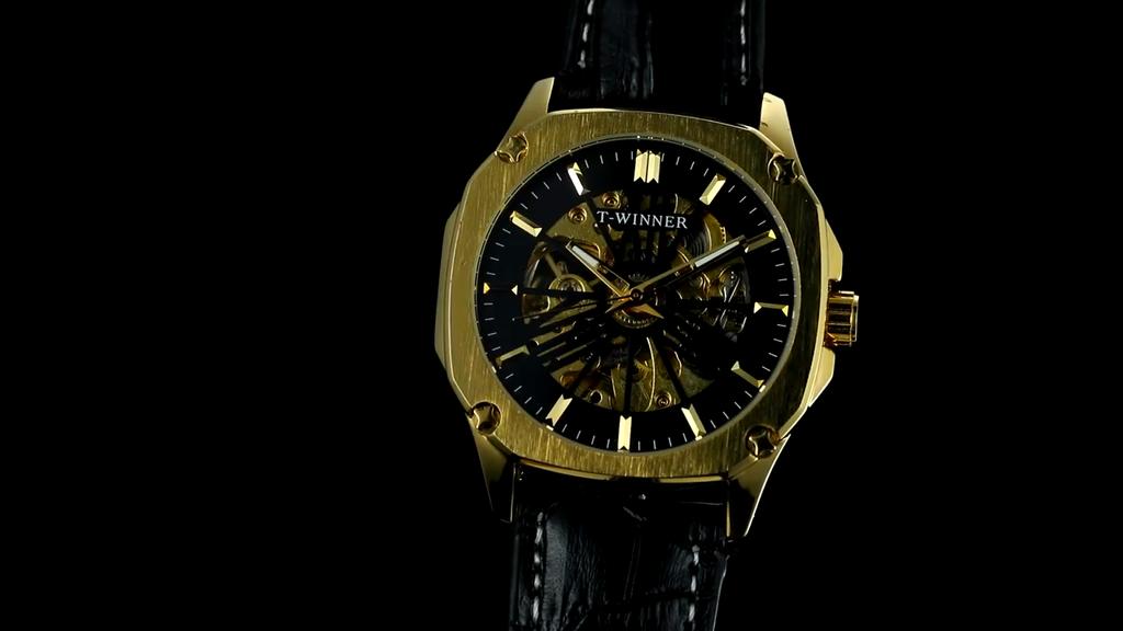 T-winner Herrenmode Casual Hohl Mechanisches Uhrwerk Wasserdichte Automatische Mechanische Uhr
