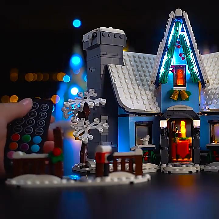 Gör-det-själv LED-belysningskit för LEGO Icons 10293 Jultomtens Besök Byggklossleksak Dekoration Justerbara Belysningstillbehör