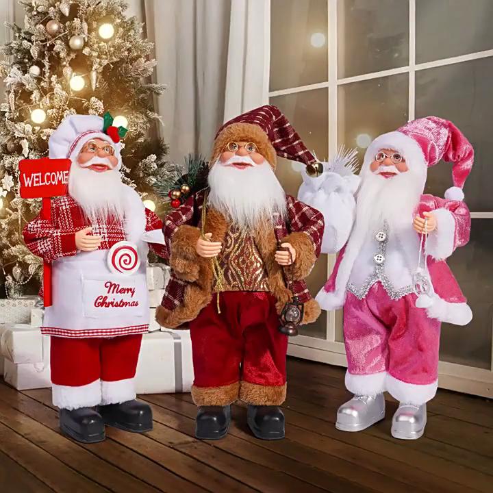 Christmas 12-inch Santa Claus Figurine Standing Santa Claus Doll Gift Christmas Decoration