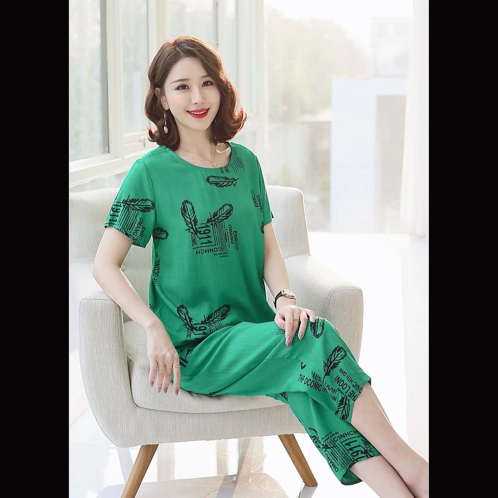 Plus Size Elegant Women's Two Pieces Set Summer Vintage Clothes Casual Trousers Sets