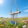 Campanillas de Viento de Vidrio Marino Hechas a Mano para Exteriores Estilo Costero Campanilla de Viento Colgante con Colgador de Madera para Decoración de Pared de Hogar Jardín Regalos para Mamá Mujeres