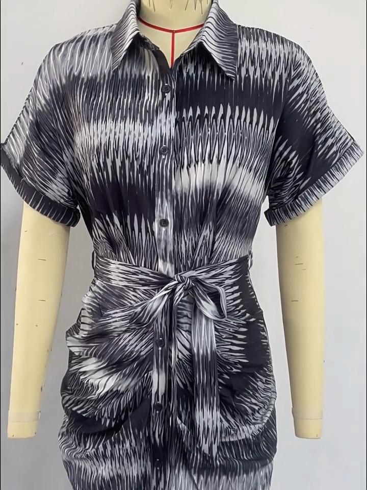 Women's 2025 Summer Dress - Striped Tie-Waist Cardigan & Pencil Skirt