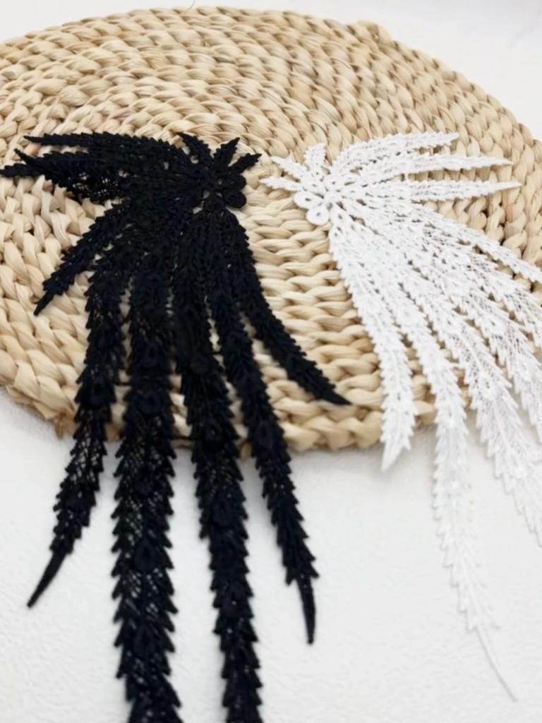 1Pc Black White Peacock Embroidered Patches DIY Dress Clothing Applique Sewing Accessories