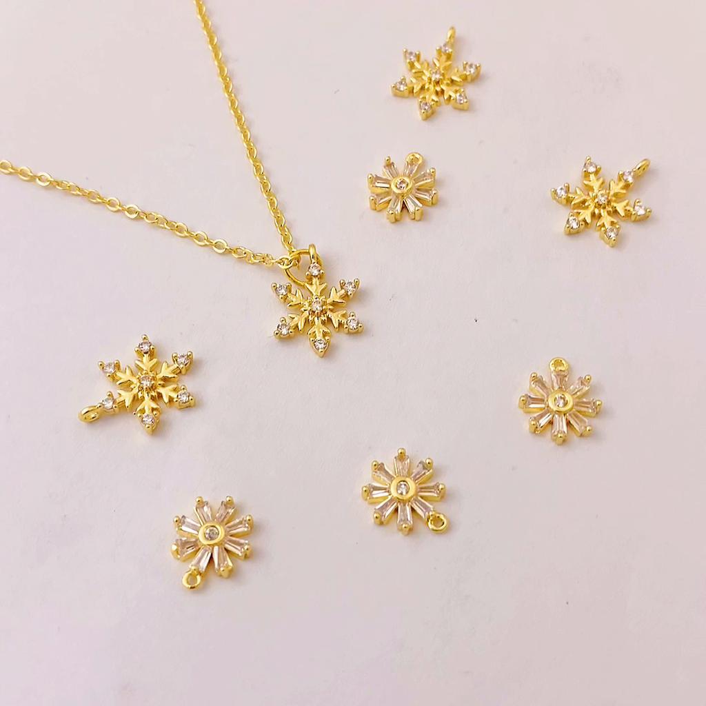 Copper Snow Flowers Charms Pendants DIY For Women Earring Making Supplies
