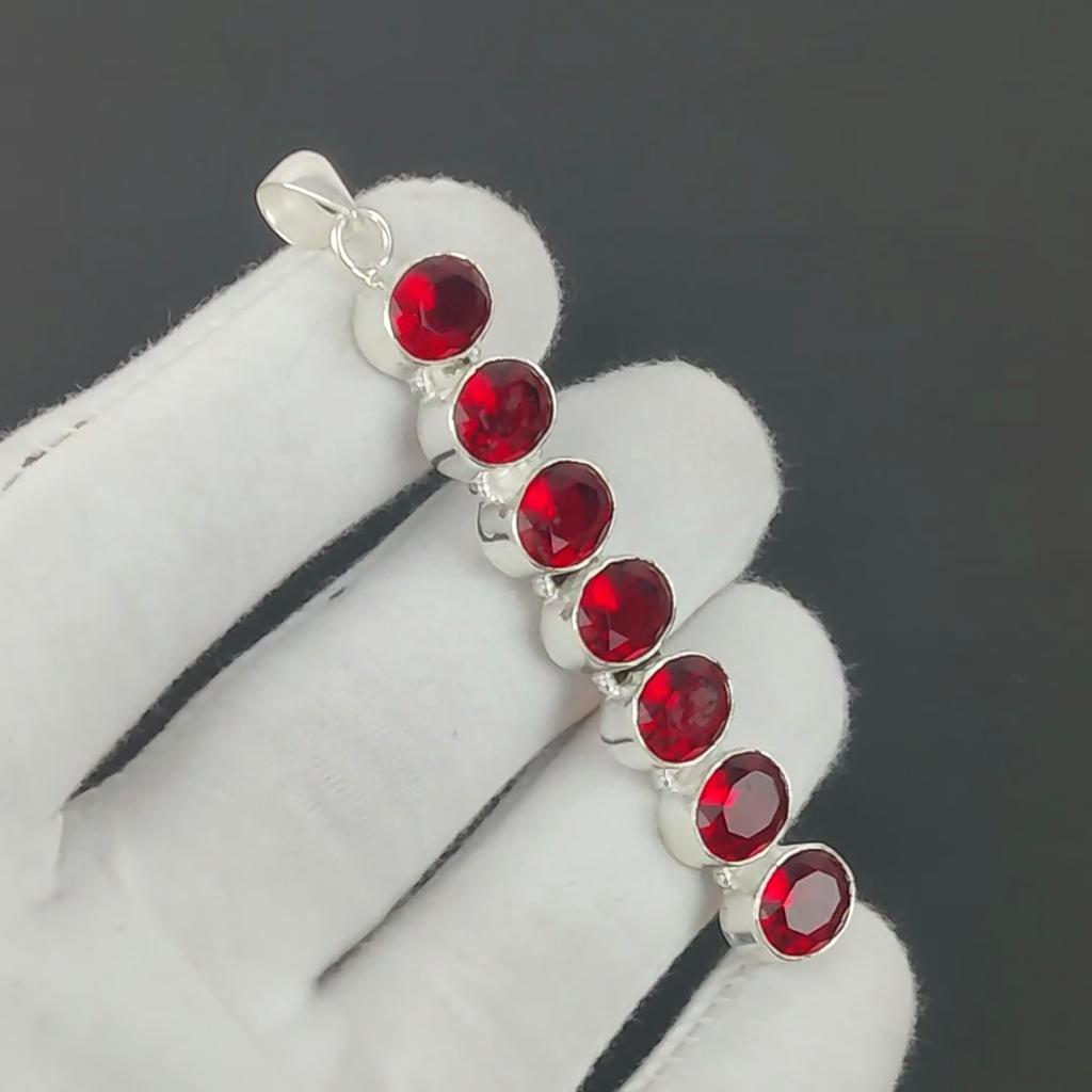 Amazing Red Garnet Pendant, 925 Sterling Silver Pendant, Handmade Pendant, Antique Pendant, Red Garnet Gemstone Pendant, Party Wear Gift