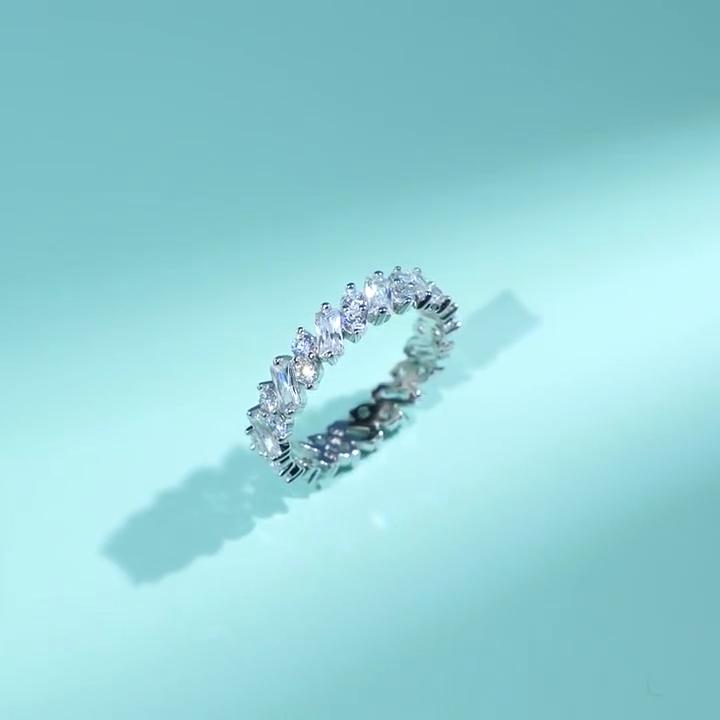 Tancise Classic 925 Sterling Silver  Zircon Ring Ladies Jewelry Wedding Promise Party Gift