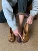 Johnature Genuine Leather Retro Soft Soled Slip-on Shoes Versatile Comfortable Women's Flat Shoes