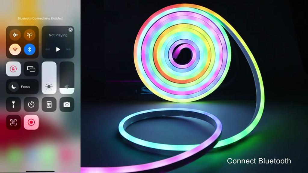 Gaming Room RGBIC Neon LED Strip Lights USB 5V Flexible Waterproof Rope with APP Bluetooth Music Sync DIY Desk Wall Ambient Lighting