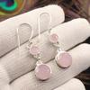 Rose Chalcedony Gemstone 925 Sterling Silver Handcrafted Jewelry Earrings 1.75" EE-160-16
