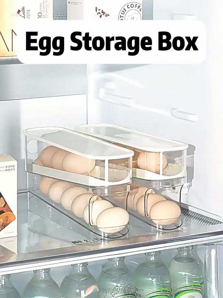 Bilayer Fridge Egg Storage Box Automatic Rolling Eggs Holder Rack Ladder Style Refrigerator Eggs Dispenser Egg Organizer Holder