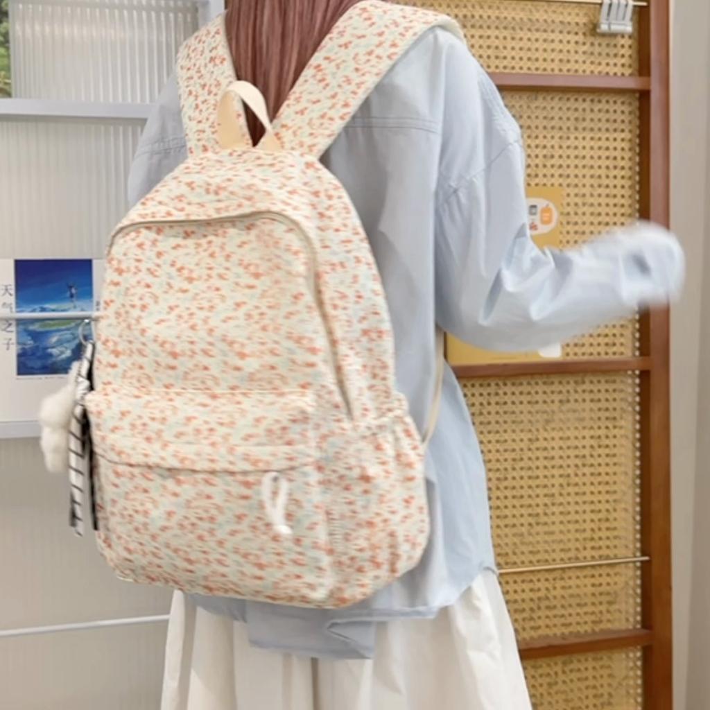 Floral Print Women's Backpack Student Schoolbag Large Capacity Backpack