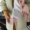 Korean Style New Wool Solid Color Scarf Double-Sided Two-Color Tassel Wild Scarf Autumn and Winter Thickening Shawl 20