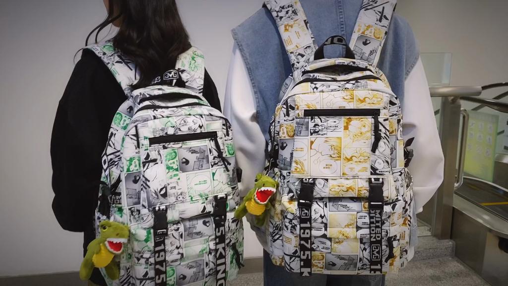 Student Skolesekk Herre Graffiti Trykk Ryggsekk Dame Stor Kapasitet Ryggsekk