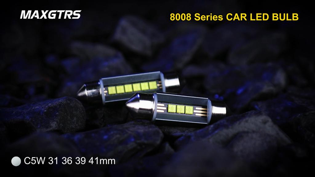 MAXGTRS 2Pcs LED C5W C10W 39mm 41mm 42mm Festoon Canbus Error Free 6500K White Car Interior Light Reading Dome Trunk Lamp 12V
