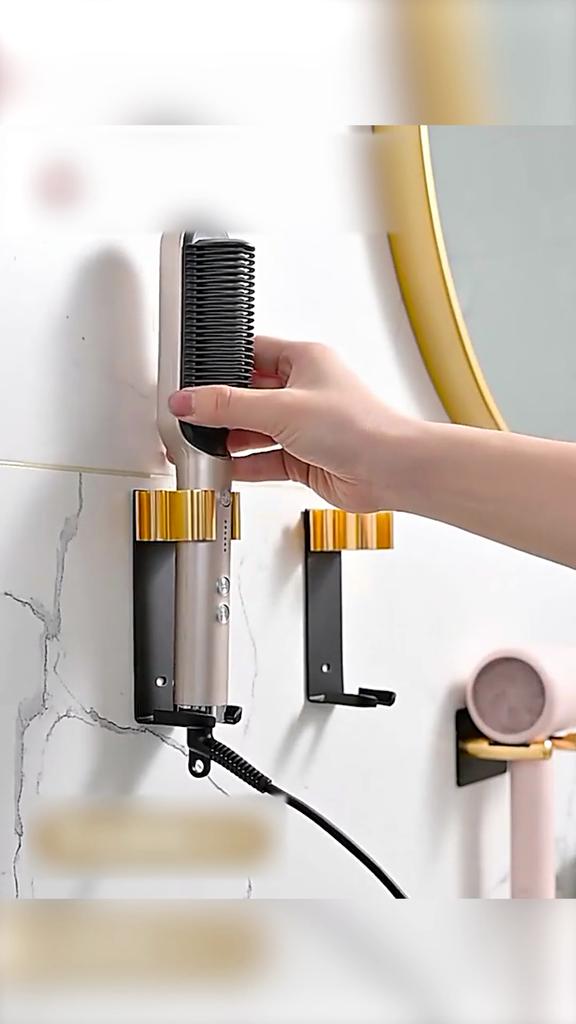 Haarglätterhalter Stanzfrei Hochtemperaturbeständig Universal Luftfahrtaluminium Lockenstab Organizer Badezimmerzubehör