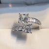 2CT Asscher Moissanite Diamond D Color Women's Ring S925 Sterling Sliver 18K White Gold Square Rings Fine Jewelry for Women