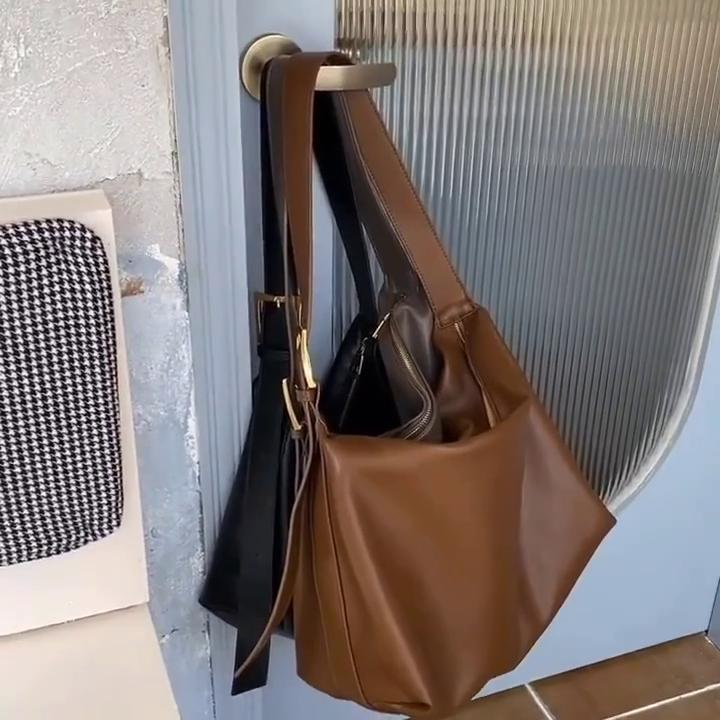 Yogodlns Women Soft Leather Shoulder Bag Retro Design Large Capacity Portable Totes