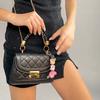 Style Leather Bag Charm With Floral Plant Pattern For Winter Fashion Accessories