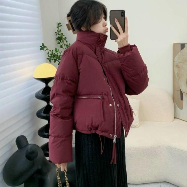 Autumn Winter Fashion Long Sleeve Solid Stand Collar Parkas Women's Clothing Korean Button Warm All-match Simplicity Trend Tops