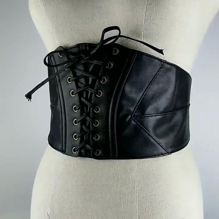 Ceintures larges en cuir Pu pour femmes, Corset noir, Punk, amincissant, élastique, taille haute