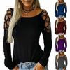 Plain Long Sleeve T Shirt With Embellished Rhinestones For Women Fashion