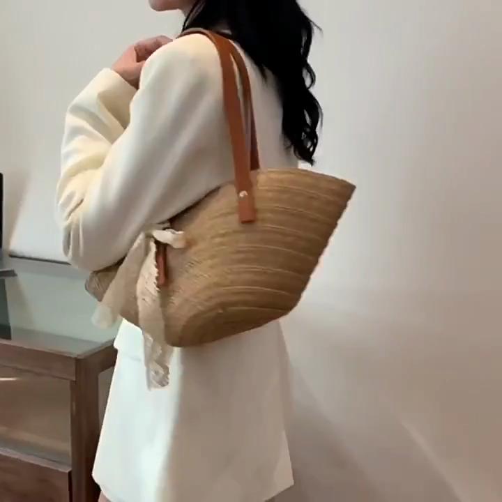 Yogodlns Women Braided Basket Clutches Top-handle Bag Large Straw Portable Shoulder Bag Summer Beach Purses Shopper Satchel Female