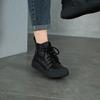 Johnature Retro Women's Ankle Boots Genuine Leather Lace Up Thick Soled Cowhide Short Boots