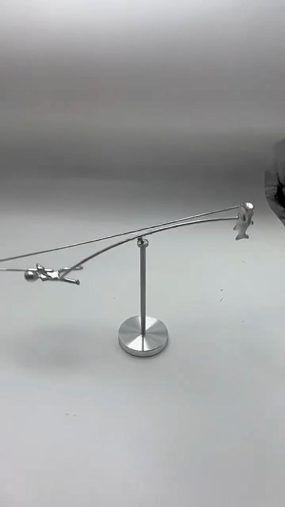 The Fisherman Steel Balance Sculpture Toy Kinetic Art Tumbler Kinetic, Balancing Decompressive Science Psychology Home Office Toy Desk Decor